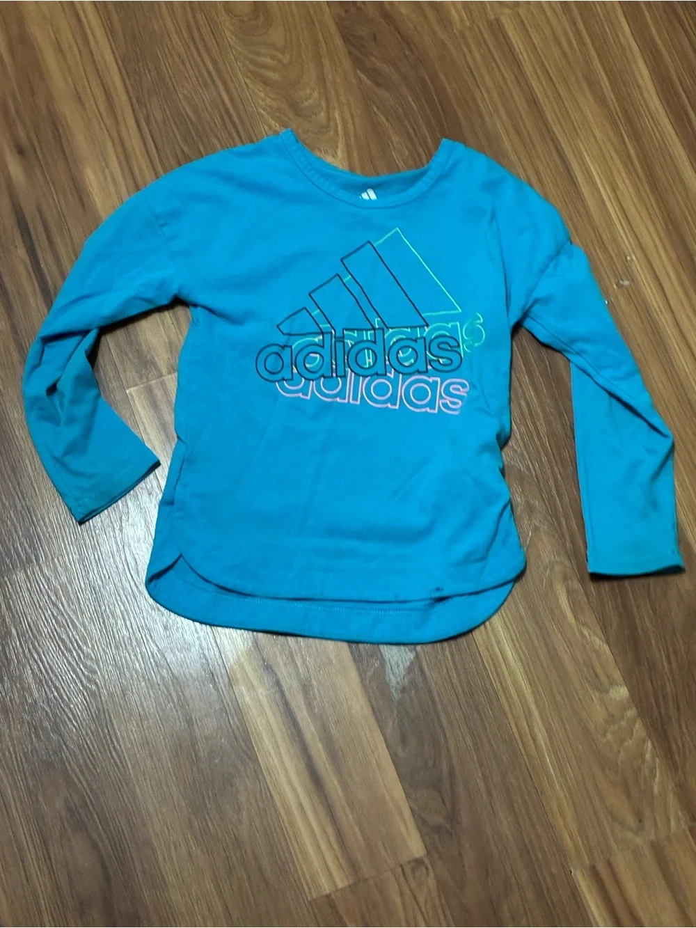 adidas Teal Long-Sleeve Logo Tee